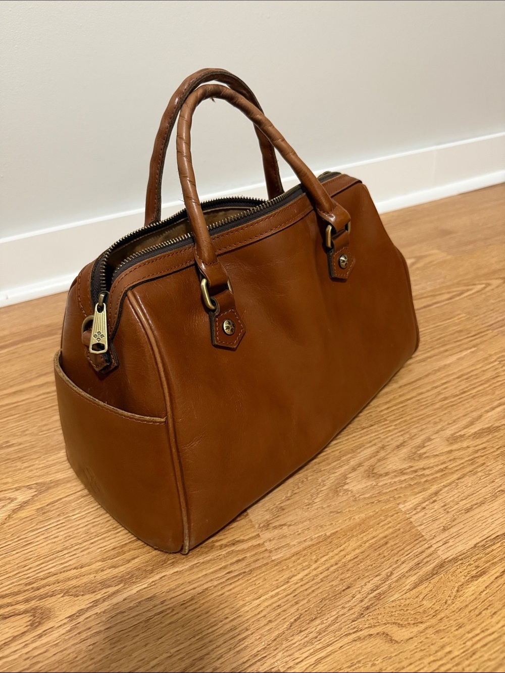 Patricia Nash Cognac Brown Leather Satchel
